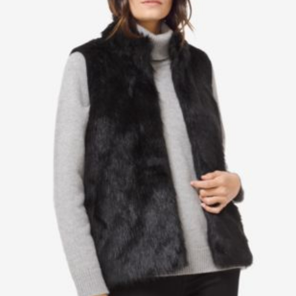Michael Kors Black Faux Fur Vest